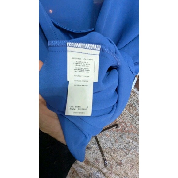 KAREN KANE Women's Blue Santorini Faux-wrap Layer Drape Blouse Shirt Top M - Picture 3 of 6